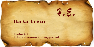 Harka Ervin névjegykártya